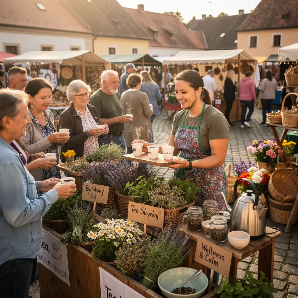 Pohľad na čajovú súpravu s relaxačnými bylinkami
