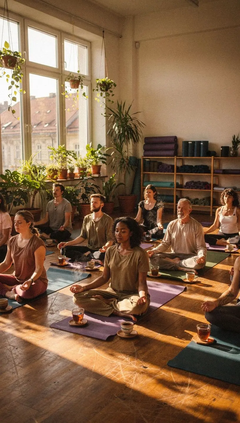 Uvoľnená scéna s šálkou čaju a knihou na pohodlnom kresle v útulnej izbe